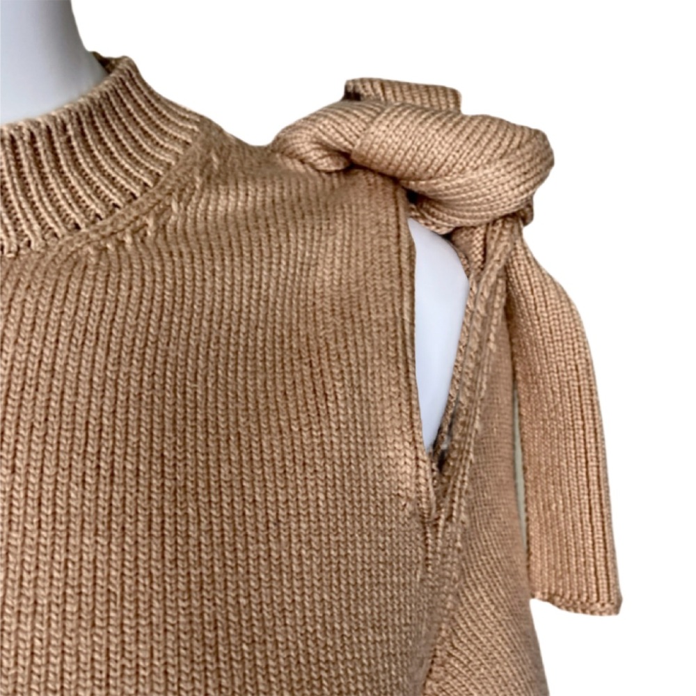 NWOT ADEAM From the Runway Japanese Cutout Tied Shoulder Sweater in Tan size S - Picture 8 of 13